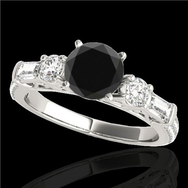 2 ctw Certified VS Black Diamond Pave Solitaire Ring 10k White Gold - REF-97F2M