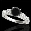 Image 1 : 2 ctw Certified VS Black Diamond Pave Solitaire Ring 10k White Gold - REF-97F2M