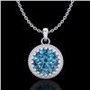 Image 1 : 1 ctw Intense Blue Diamond Art Deco Stud Necklace 18k White Gold - REF-158M2G
