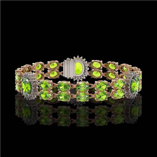 18.66 ctw Peridot & Diamond Bracelet 14K Rose Gold - REF-254K5Y