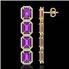 Image 2 : 18.59 ctw Amethyst & Diamond Micro Pave Halo Earrings 10k Yellow Gold - REF-209H3R