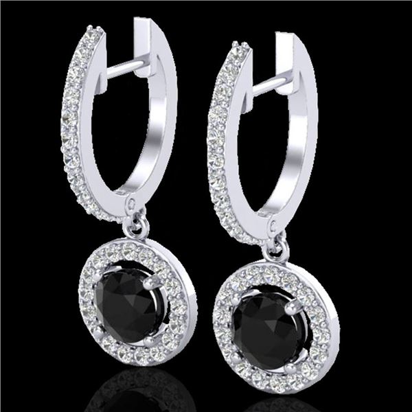 1.75 ctw Micro Pave VS/SI Diamond Certified Earrings 18k White Gold - REF-98N2F