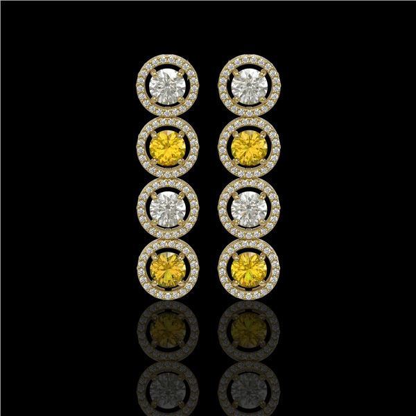 5.50 ctw Canary & Diamond Micro Pave Earrings 18K Yellow Gold - REF-592F3M