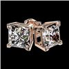 Image 3 : 2 ctw Certified VS/SI Quality Princess Diamond Stud Earrings 10k Rose Gold - REF-478M6G