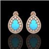 Image 1 : 7.54 ctw Turquoise & Diamond Victorian Earrings 14K Rose Gold - REF-218N2F