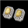 Image 2 : 11.03 ctw Canary Citrine & Diamond Victorian Earrings 14K White Gold - REF-214W5H