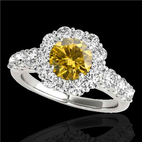 2.25 ctw Certified SI/I Fancy Intense Yellow Diamond Ring 10k White Gold - REF-231X8A