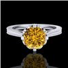 Image 2 : 1.5 ctw Intense Fancy Yellow Diamond Art Deco Ring 18k White Gold - REF-209G3W
