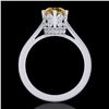 Image 3 : 1.5 ctw Intense Fancy Yellow Diamond Art Deco Ring 18k White Gold - REF-209G3W