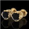 Image 1 : 3 ctw Fancy Black Diamond Art Deco Stud Earrings 18k Yellow Gold - REF-178M2G