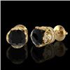 Image 2 : 3 ctw Fancy Black Diamond Art Deco Stud Earrings 18k Yellow Gold - REF-178M2G