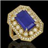 Image 1 : 7.11 ctw Certified Sapphire & Diamond Victorian Ring 14K Yellow Gold - REF-171X5A