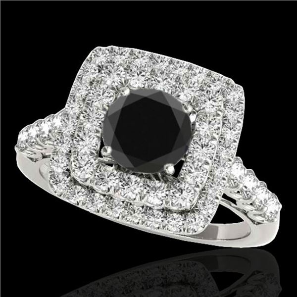 2.05 ctw Certified VS Black Diamond Solitaire Halo Ring 10k White Gold - REF-85G5W