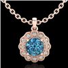 Image 1 : 1.15 ctw Fancy Intense Blue Diamond Art Deco Necklace 18k Rose Gold - REF-218Y2X