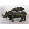 Image 2 : CAST METAL RHINO INKSTAND with blown glass