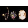 Image 1 : 18K GOLD CAT PIN, 18K CAMEO AND UNMARKED P