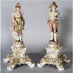 PAIR OF GERMAN PORCELAIN GARNITURES, 18" h