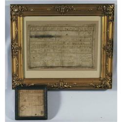 NEEDLEWORK SAMPLER, 10"x16", dated 1831, t