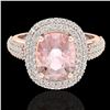 Image 1 : 3.25 ctw Morganite & Micro Pave VS/SI Diamond Ring 14k Rose Gold - REF-141R8K