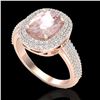 Image 2 : 3.25 ctw Morganite & Micro Pave VS/SI Diamond Ring 14k Rose Gold - REF-141R8K