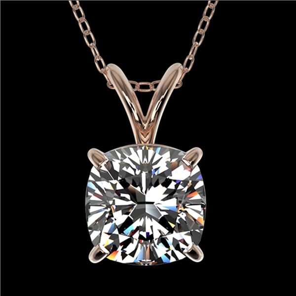 1.25 ctw Certified VS/SI Quality Cushion Diamond Necklace 10k Rose Gold - REF-325N2F