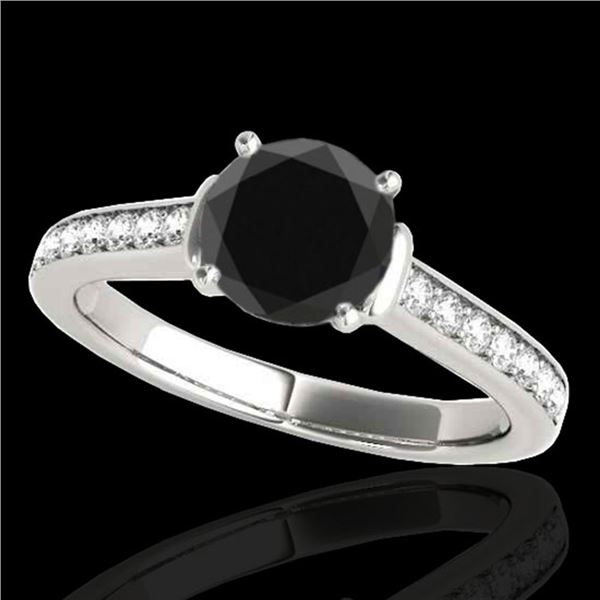 1.5 ctw Certified VS Black Diamond Solitaire Ring 10k White Gold - REF-58F6M