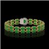 Image 3 : 12.35 ctw Jade & Diamond Bracelet 14K Yellow Gold - REF-209M3G