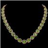 Image 1 : 33.6 ctw Peridot & Diamond Micro Pave Halo Necklace 10k Rose Gold - REF-675F3M