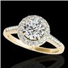 Image 1 : 1.5 ctw Certified Diamond Solitaire Halo Ring 10k Yellow Gold - REF-177F3M