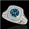 Image 1 : 2 ctw SI Certified Fancy Blue Diamond Solitaire Halo Ring 10k White Gold - REF-170H5R