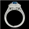 Image 2 : 2 ctw SI Certified Fancy Blue Diamond Solitaire Halo Ring 10k White Gold - REF-170H5R