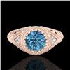 Image 2 : 1.07 ctw Fancy Intense Blue Diamond Art Deco Ring 18k Rose Gold - REF-200N2F