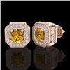 Image 2 : 2.75 ctw Intense Fancy Yellow Diamond Art Deco Earrings 18k Rose Gold - REF-290M9G