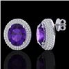 Image 2 : 8 ctw Amethyst & Micro Pave VS/SI Diamond Earrings 18k White Gold - REF-150R5K