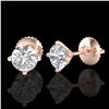 Image 2 : 1.01 ctw VS/SI Diamond Solitaire Art Deco Stud Earrings 18k Rose Gold - REF-121N5F