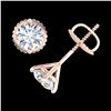 Image 3 : 1.01 ctw VS/SI Diamond Solitaire Art Deco Stud Earrings 18k Rose Gold - REF-121N5F