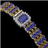 Image 2 : 28.74 ctw Sapphire & Diamond Bracelet 14K Yellow Gold - REF-318K2Y