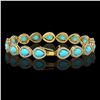 Image 2 : 13.19 ctw Turquoise & Diamond Micro Pave Halo Bracelet 10k Yellow Gold - REF-305K8Y