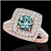 Image 1 : 2.3 ctw SI Certified Fancy Blue Diamond Solitaire Halo Ring 10k Rose Gold - REF-190N9F