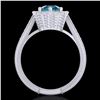 Image 3 : 1.33 ctw Fancy Intense Blue Diamond Art Deco Ring 18k White Gold - REF-227W3H