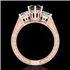 Image 3 : 2.01 ctw Fancy Black Diamond Art Deco 3 Stone Ring 18k Rose Gold - REF-241A8N