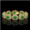 Image 1 : 44.77 ctw Jade & Diamond Victorian Bracelet 14K Yellow Gold - REF-1184W2H