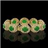 Image 2 : 44.77 ctw Jade & Diamond Victorian Bracelet 14K Yellow Gold - REF-1184W2H