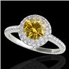 Image 1 : 2.15 ctw Certified SI/I Fancy Intense Yellow Diamond Ring 10k White Gold - REF-286G4W