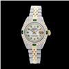 Image 2 : Rolex Men's Two Tone 14K Gold/SS, QuickSet, Diam/Emerald Dial & Diam/Emerald Bezel