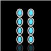 Image 1 : 4.84 ctw Turquoise & Diamond Micro Pave Halo Earrings 10k White Gold - REF-110N9F
