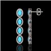 Image 2 : 4.84 ctw Turquoise & Diamond Micro Pave Halo Earrings 10k White Gold - REF-110N9F