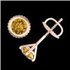 Image 3 : 0.65 ctw Intense Fancy Yellow Diamond Art Deco Earrings 18k Rose Gold - REF-61M4G