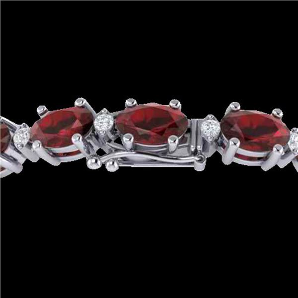 25.8 ctw Garnet & VS/SI Certified Diamond Eternity Bracelet 10k White Gold - REF-119K3Y