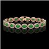 Image 1 : 15.20 ctw Jade & Diamond Micro Pave Halo Bracelet 10k Rose Gold - REF-278N2F